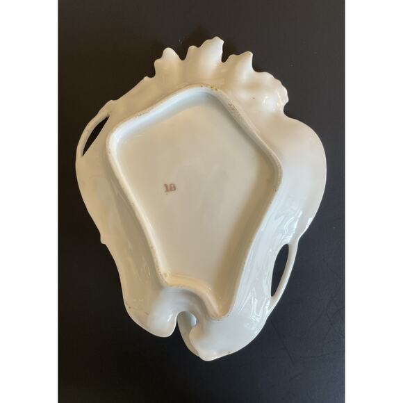 Trinket Nut Dish Gold Mark 18 Hand Painted Pink Yellow Wild Roses Old Victorian - Picture 3 of 16